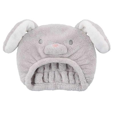 akachan honpo - 兒童動物造型乾髮帽-兔子-灰色 (46~52cm)