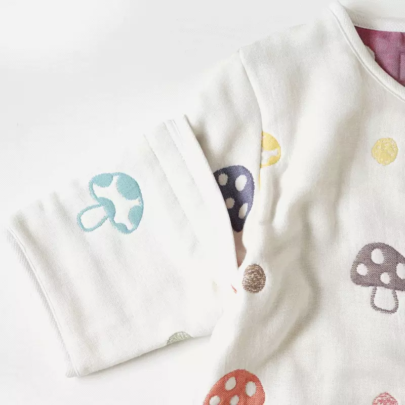 日本 Hoppetta - 蘑菇六層紗可拆袖成長型睡袍