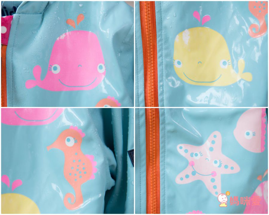 英國 Squid Kids - 厚款變色雨衣-半彩色海星-水藍