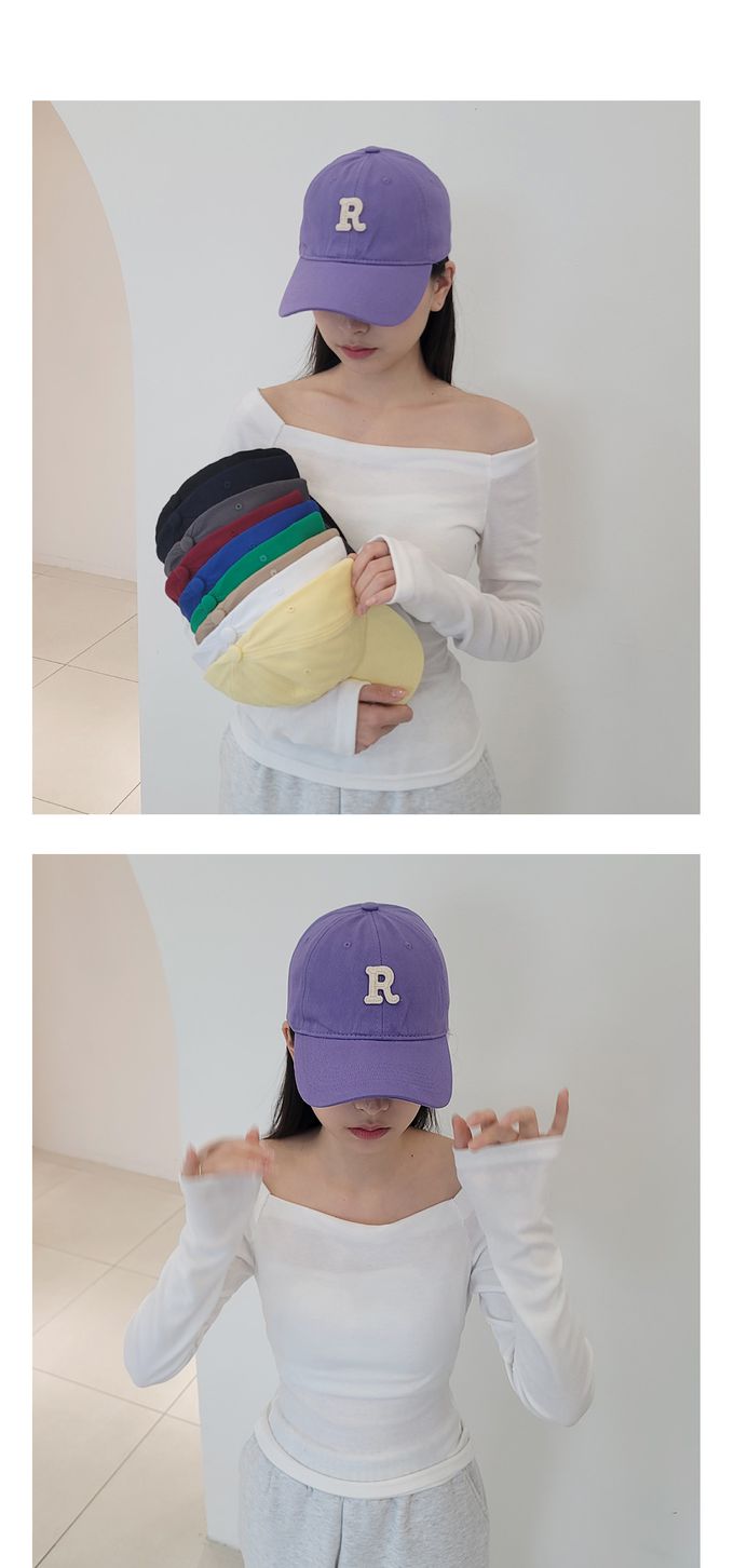 韓國 Soo&Soo - 字母R經典老帽-白