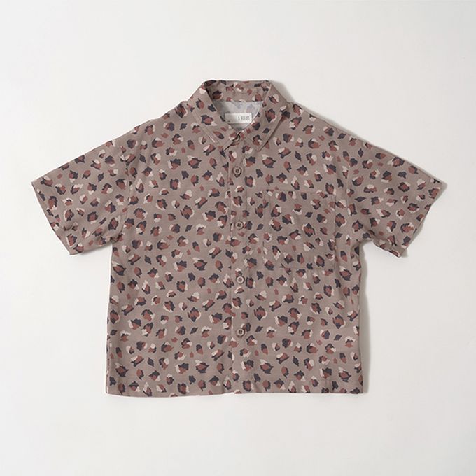 日本 b-ROOM - 滿版時髦印花休閒襯衫-衝浪-炭黑