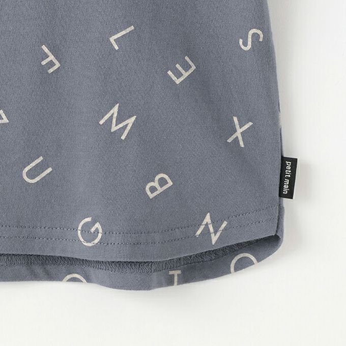 日本 petit main - [低價]接觸冷感 滿版印花短袖上衣-英文-灰