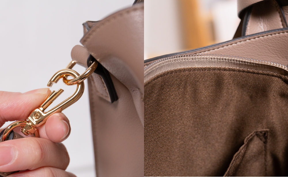 日本 COOCO - 仿皮緞帶造型托特包-海軍藍 (W22*H20*D12cm)