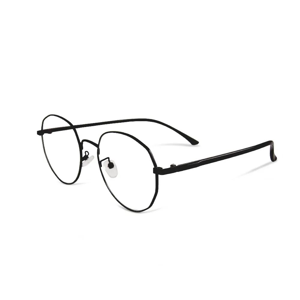ALEGANT - 雀影黑幾何圓弧修飾多邊設計金屬框UV400濾藍光眼鏡