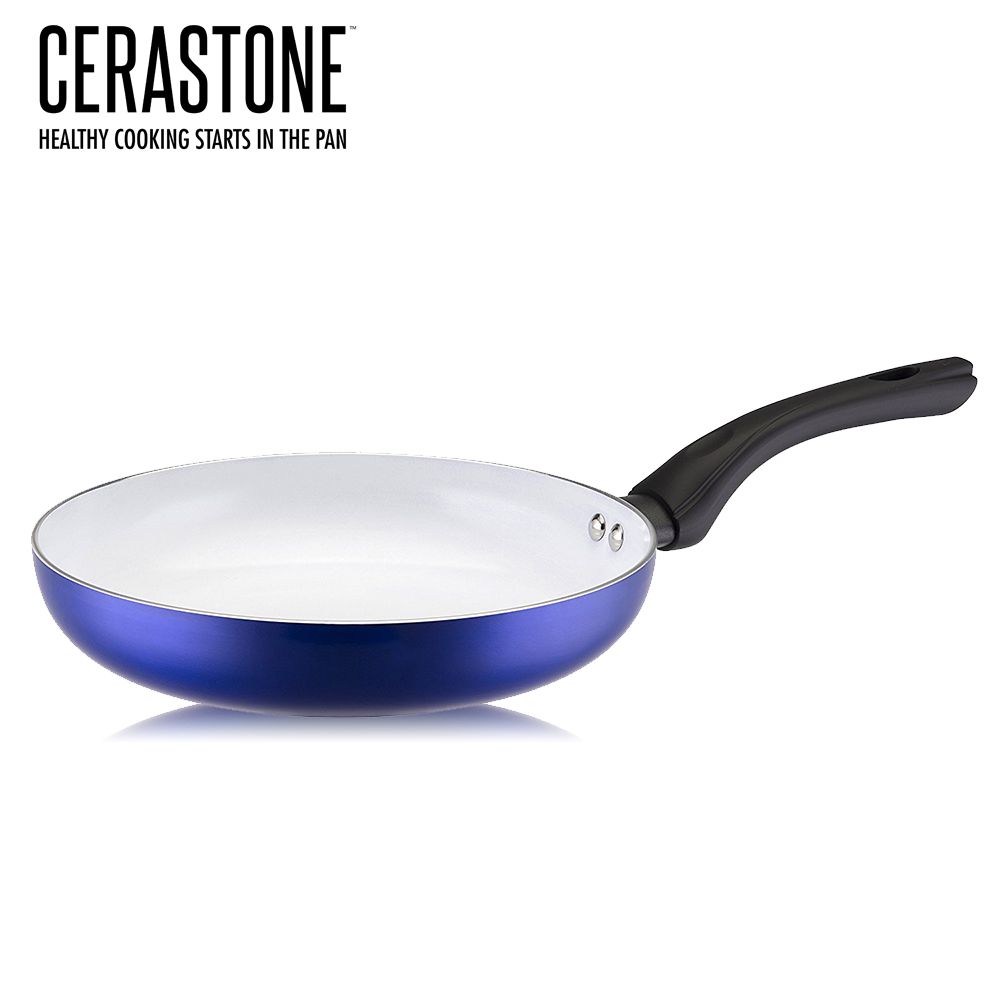 美國 Cerastone - 藍白陶瓷鈦塗層不沾鍋26cm