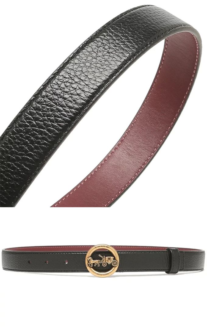 COACH - 馬車LOGO素面皮帶 (黑)