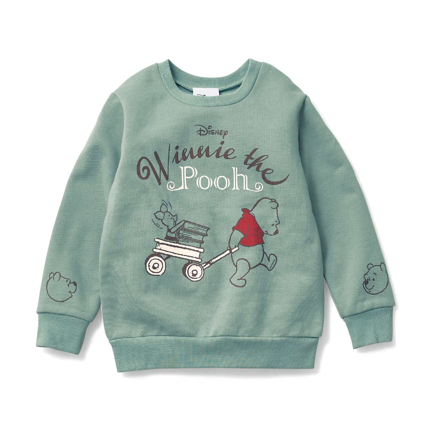 日本千趣會 - 迪士尼 裏起毛長T-維尼與小豬-灰綠