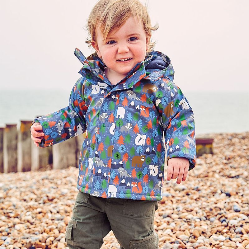 英國 JoJo Maman BeBe - 變色防風雨水手連帽外套/雨衣-雪地樂園