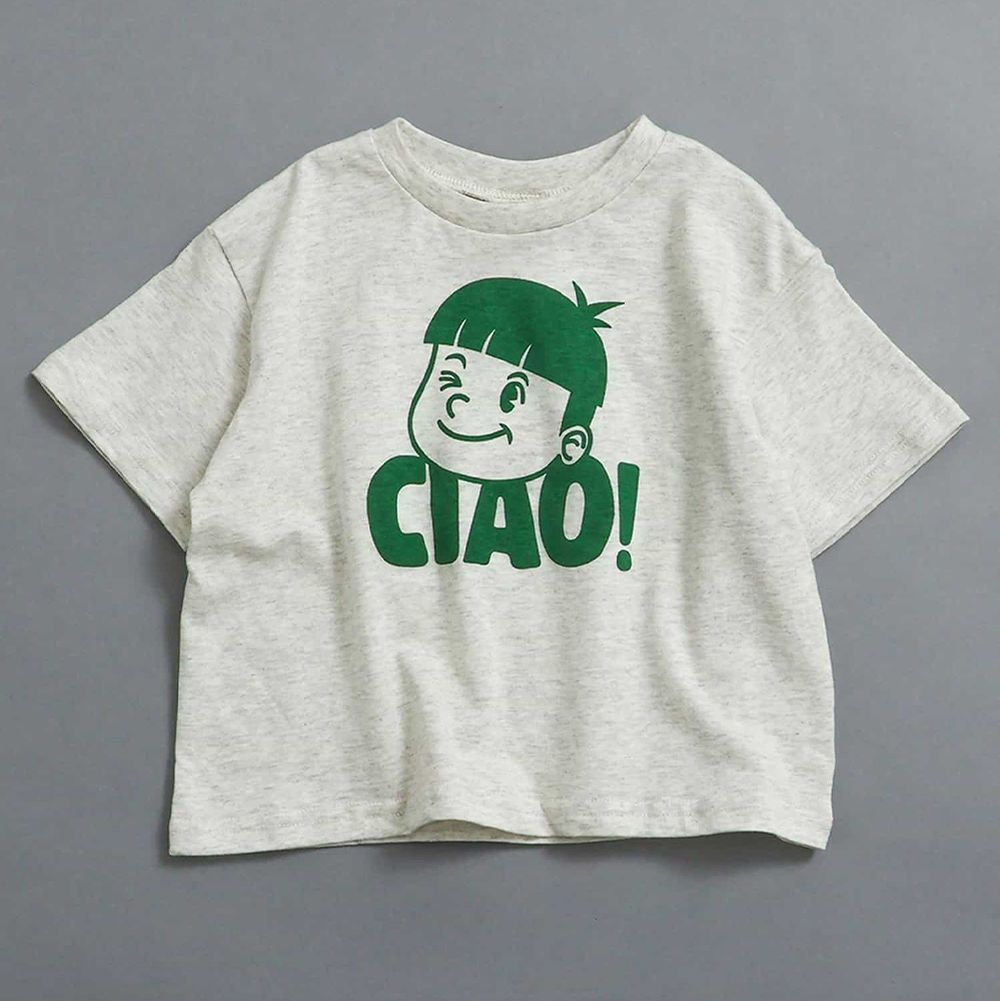 100%棉 美式印花短袖上衣-CIAO-灰白