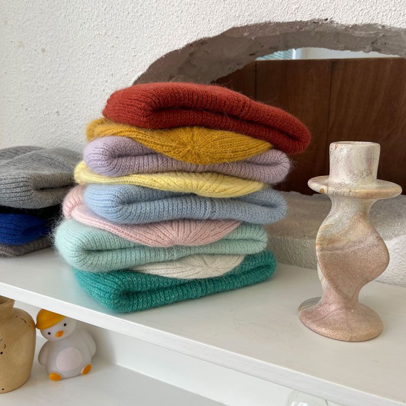 溫柔暖暖針織毛帽(30%兔毛)-米白色 (M（56-58cm）)