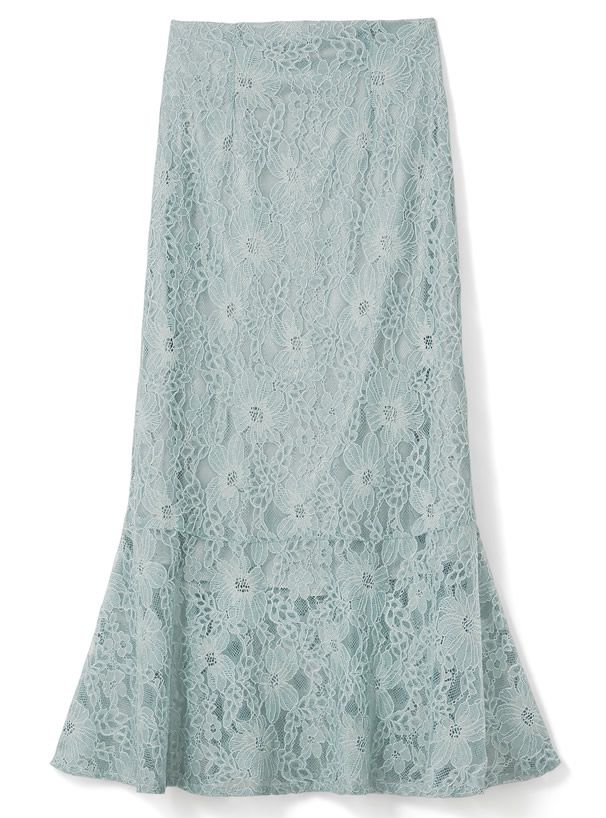 日本 GRL - 古典優雅蕾絲魚尾長裙-星塵粉