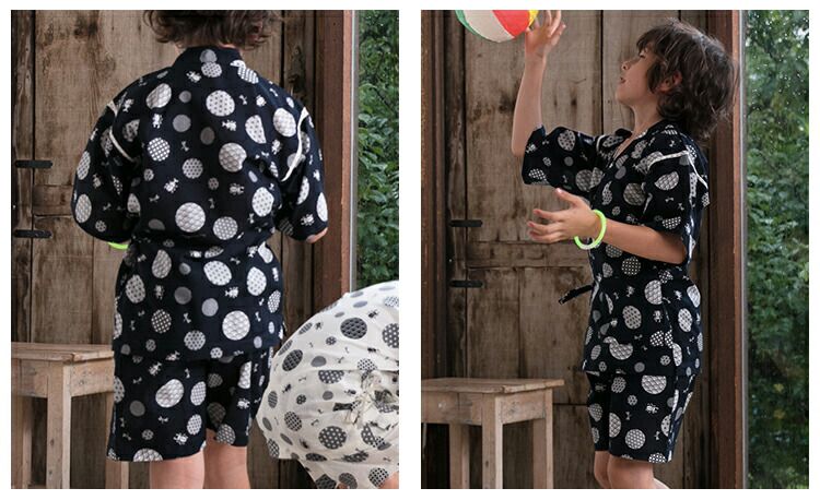 日本服飾代購 - 100%棉 夏日和風透氣甚平-矢絣紋-灰藍