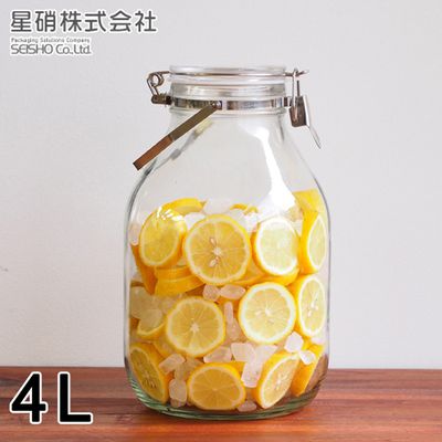 日本星硝SEISHO - 日本製 醃漬/梅酒密封玻璃保存罐4L(密封 醃漬 日本製 )