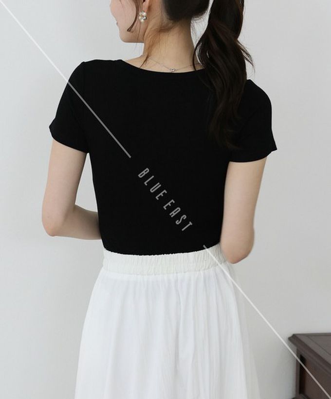 日本 BLUE EAST - 亨利領合身美型短袖上衣-淺黃