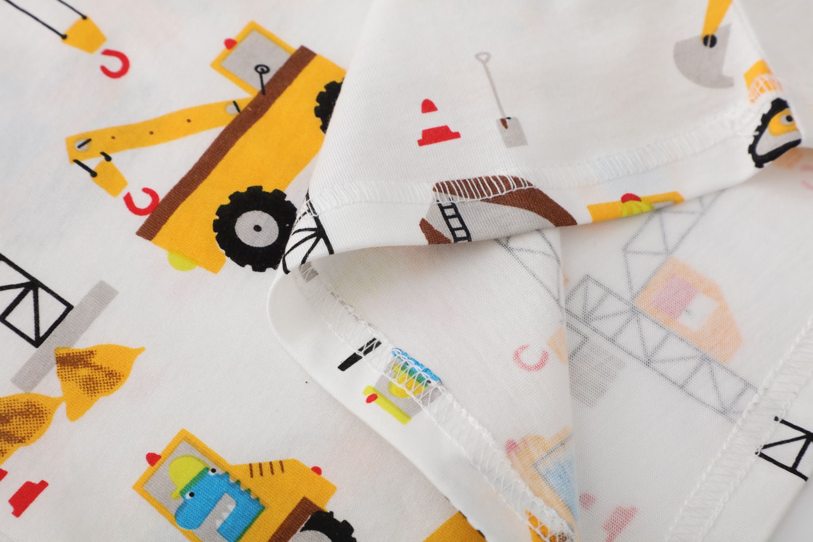 Jumping meters - 棉質圓領短袖上衣-工程車日常-白色