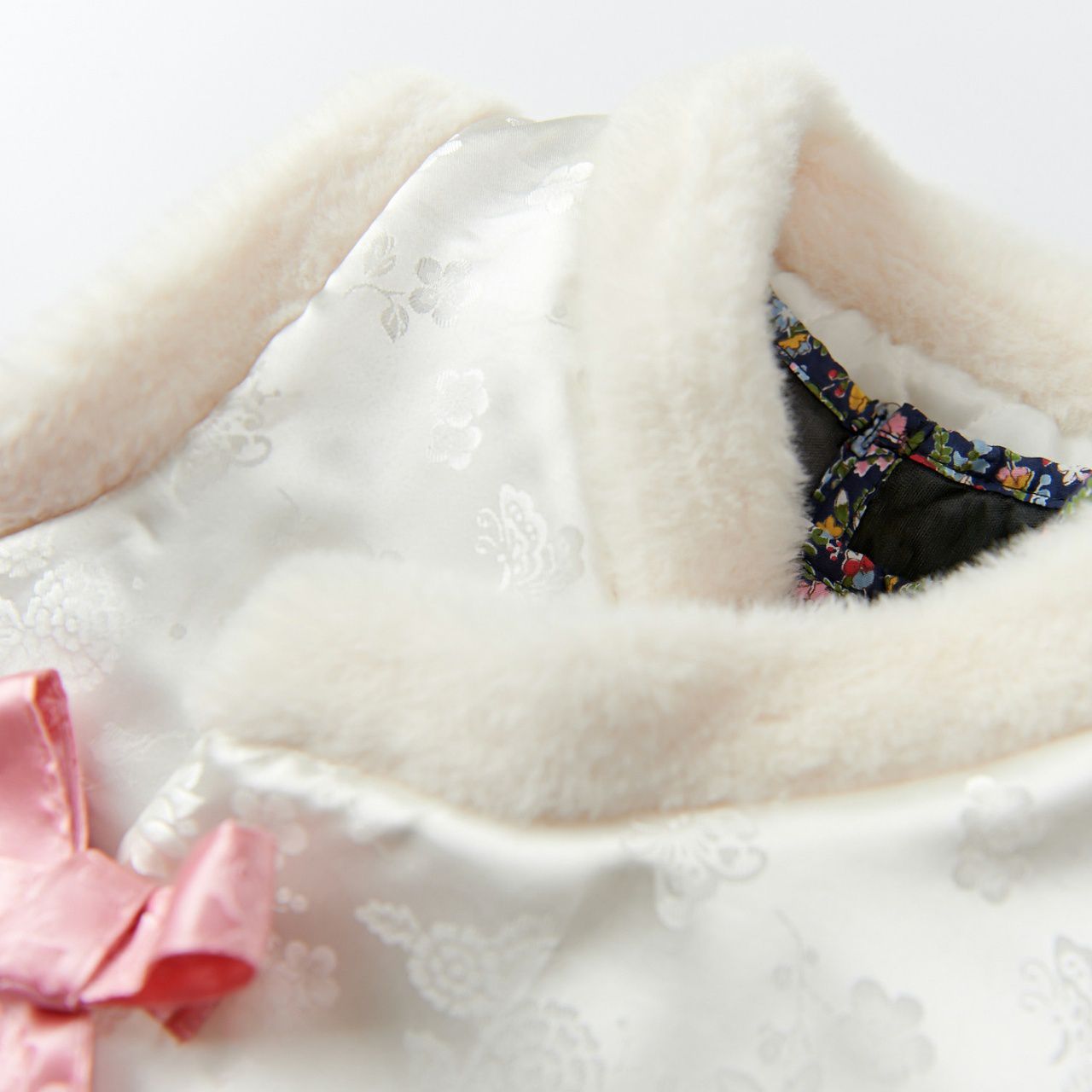 韓國 Dalla - 兩件式生活韓服-棉襖背心+深藍碎花洋裝(不含髮飾)