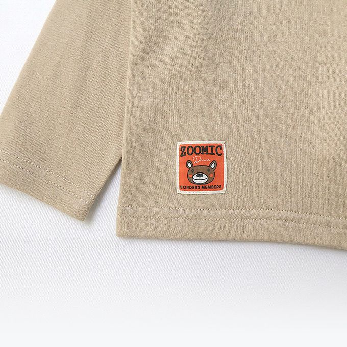 日本 ZOOLAND - 春季出遊印花長袖上衣-熊熊開車-卡其