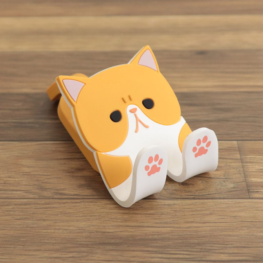 日本 TOYO CASE - 可彎折磁鐵置物掛鉤/夾子-貓咪-橘白