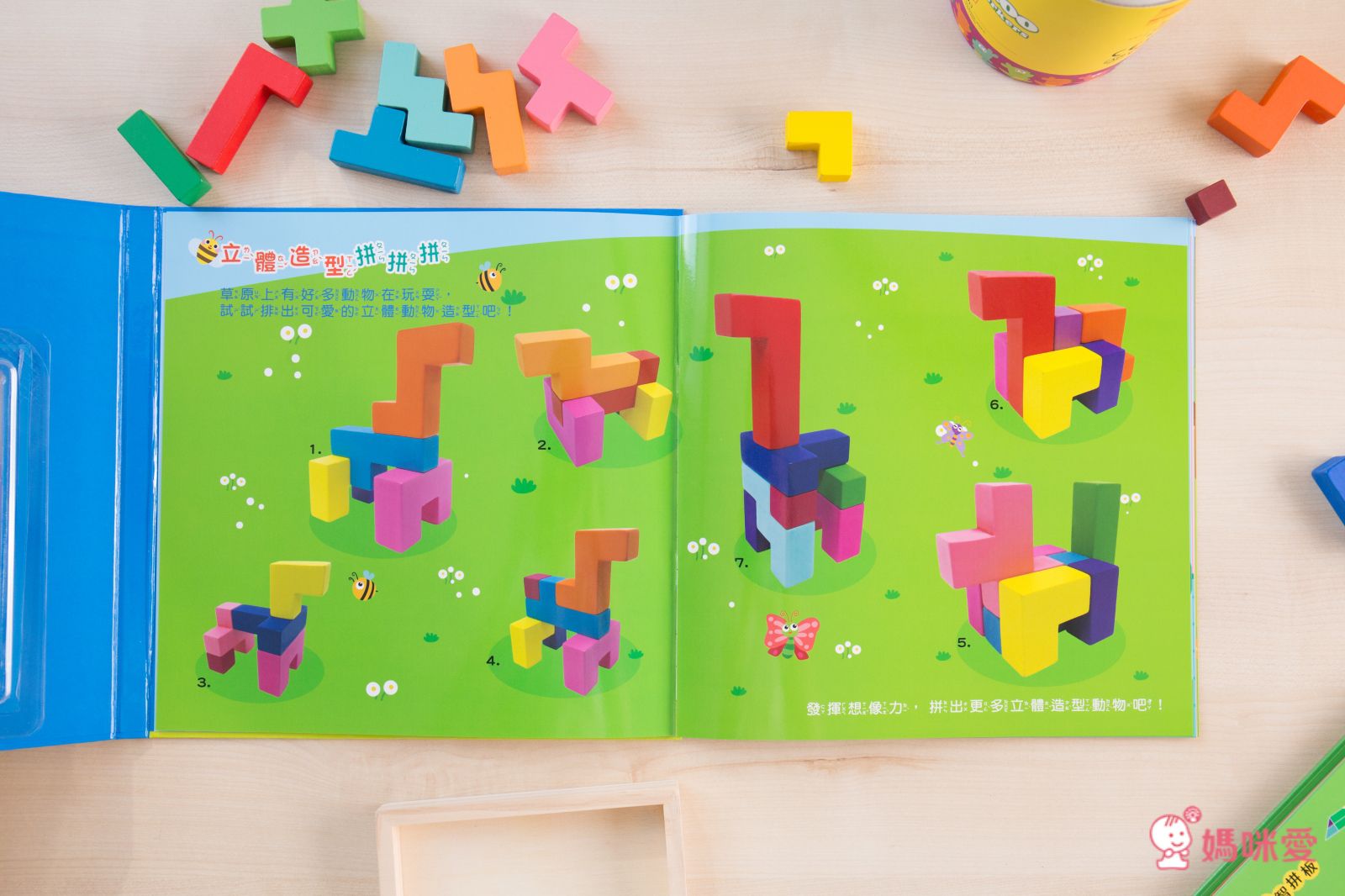 双美生活文創 - 5Q百變益智拼板：俄羅斯方塊-內含1組木製俄羅斯方塊積木+1本造型引導遊戲書