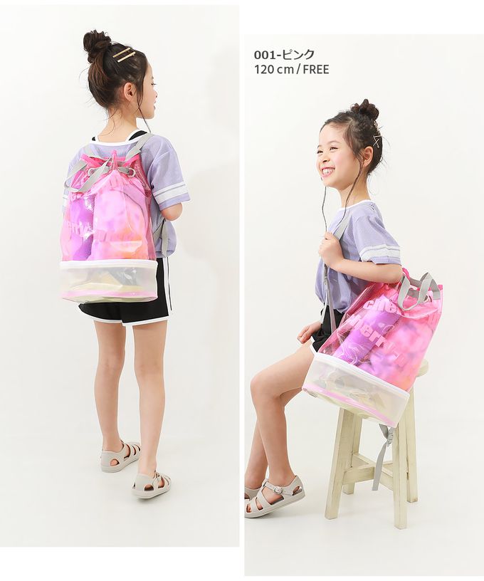 日本 devirock - 繽紛透亮防水分層便利游泳背包/水桶包-水藍 (40x26x16.5cm)