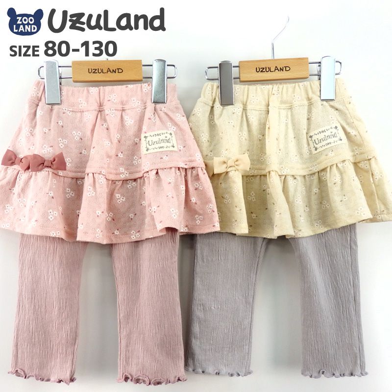 日本 ZOOLAND - 楊柳風內搭褲裙-小花-粉