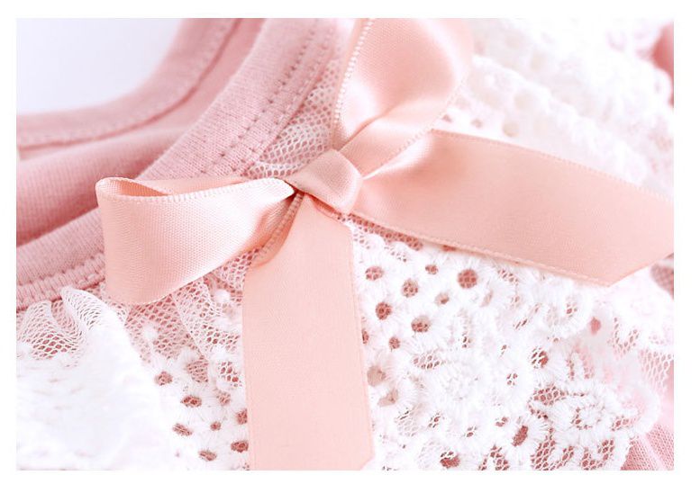 MAMDADKIDS - 純棉長袖睡裙-公主蕾絲領-紫粉色