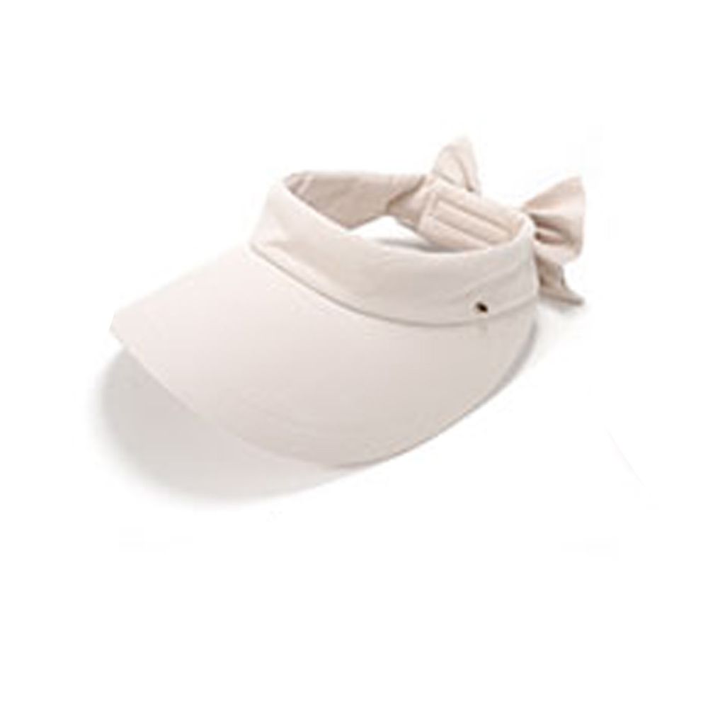 日本 irodori - 抗UV蝴蝶結緞帶網球帽-象牙白 (M(56-58cm))