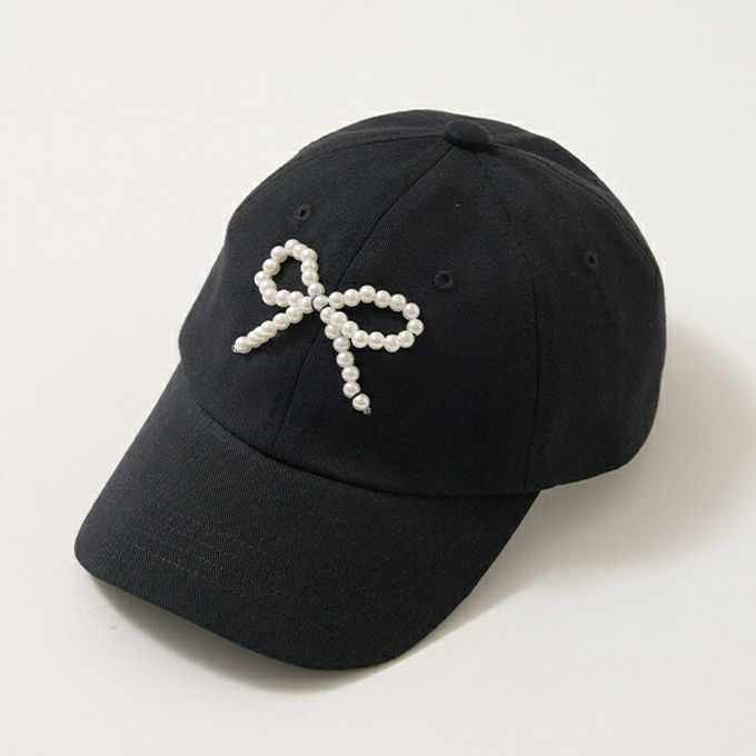 日本 Lycee mine - 甜美珍珠蝴蝶結棒球帽-薰衣草 (54cm)