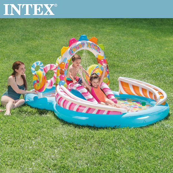 INTEX - 糖果屋戲水游泳池滑水道295x191x130cm(374L)適用3歲