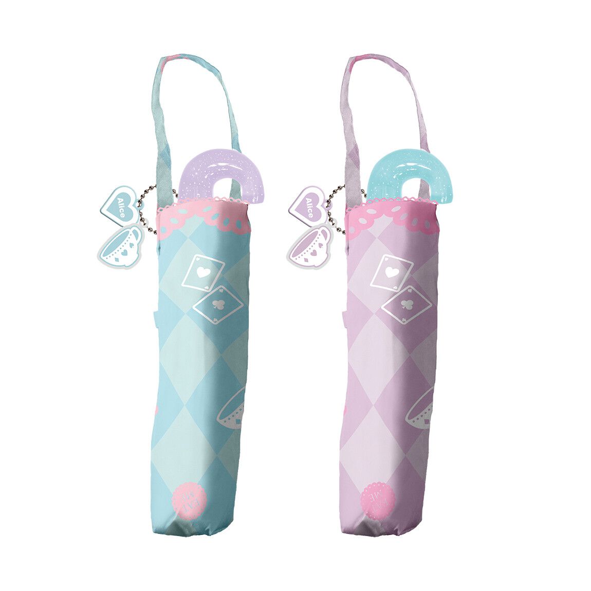 日本中谷 - 輕量透明窗兒童雨傘/折疊傘-格紋夢遊-粉紫 (50cm(身高115-125cm))