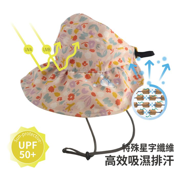 貝柔 Peilou - UPF50+透氣遮陽2用空心帽-鬱金香(兒童親子) (Free Size)