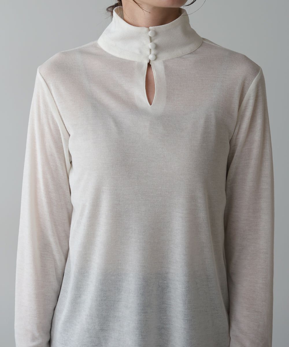 日本 Bab - 2WAY立領排扣薄長袖上衣-淺綠