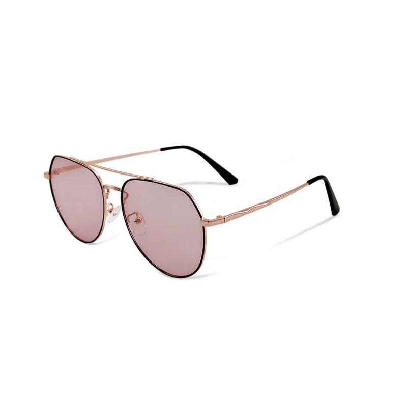ALEGANT - 風格美學裸櫻粉金框感光變色夜視防眩光飛官款寶麗來偏光太陽眼鏡│UV400太陽眼鏡