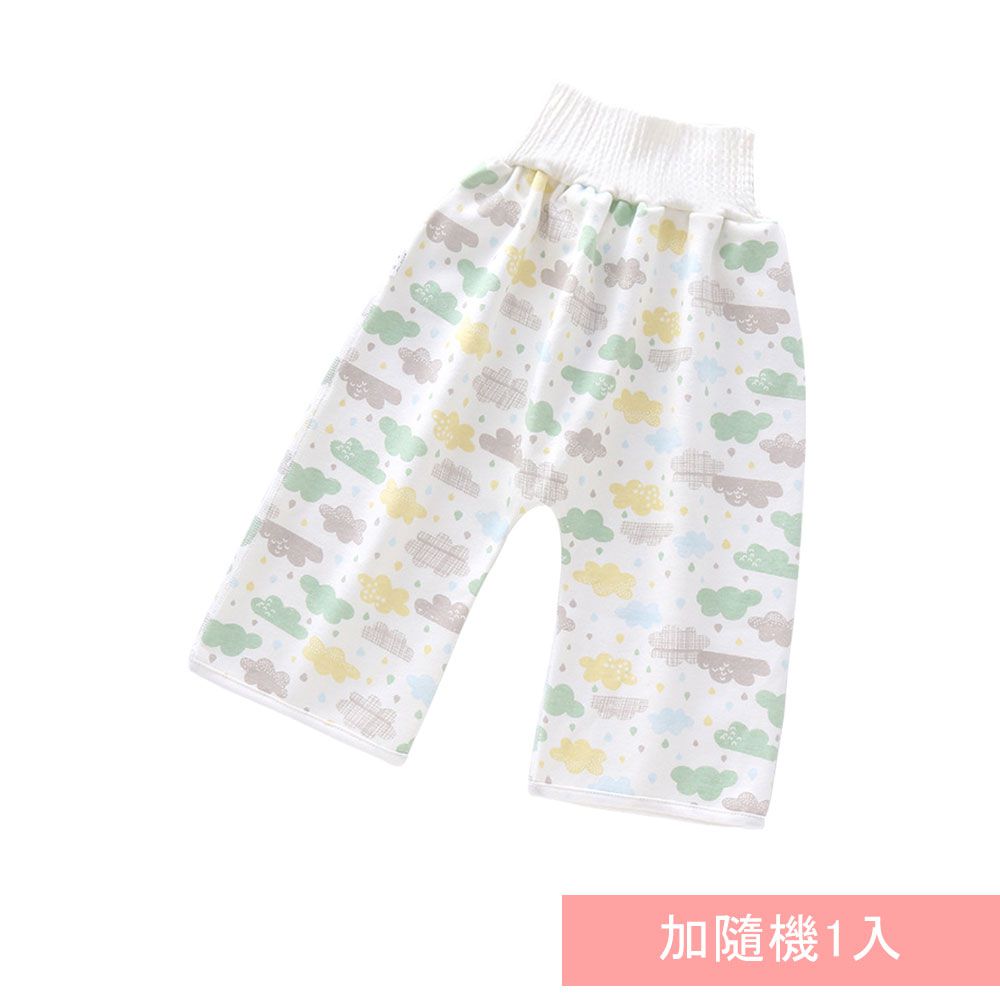 JoyNa - 2入-學習褲 隔尿裙 三層大版型隔尿褲-綠色雲+隨機1入(褲款)
