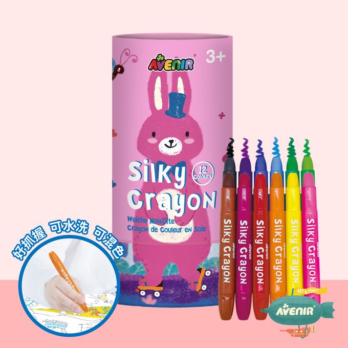 德國 Avenir Kids 艾維尼 - AK-A 畫筆類-絲滑可水洗蠟筆-我的絲滑可水洗蠟筆, 12 色粉紅兔