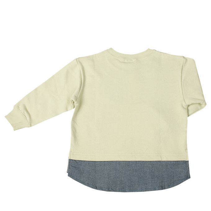 akachan honpo - 休閒上衣-下擺拼接-淺卡其色