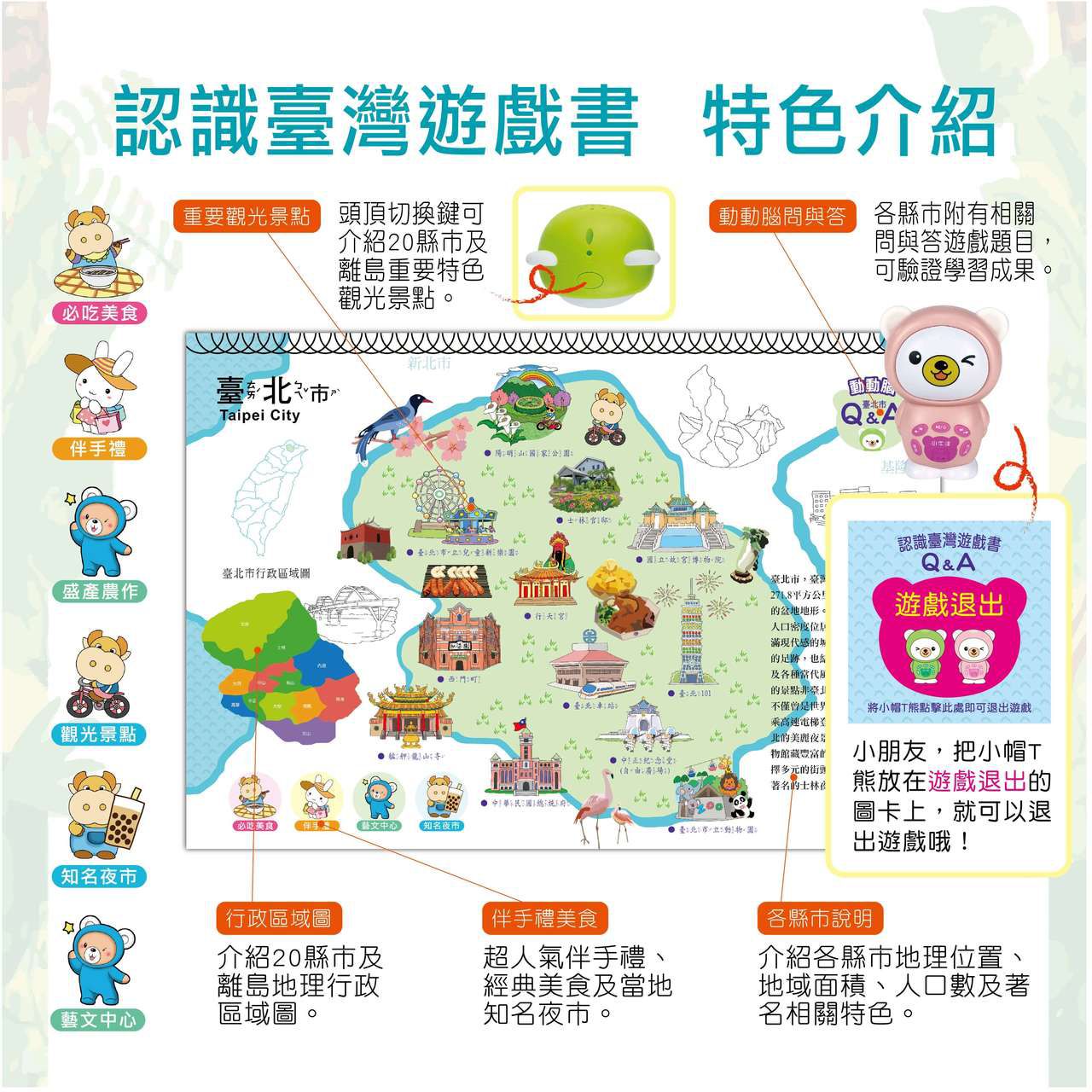 (加購)小帽T熊遊台灣學習教材(27件組) / 16G牛筆適用-旅遊教材不含小帽熊