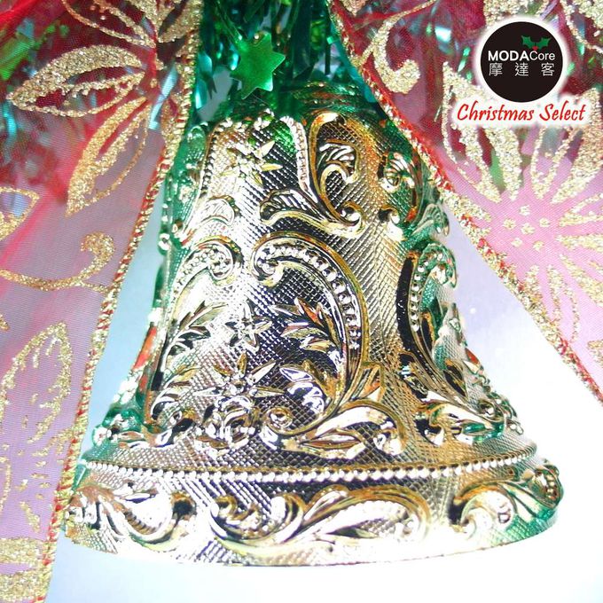MODACore 摩達客 - 摩達客耶誕-台灣製14吋雙綠金蔥聖誕星星花圈/免組裝本島免運費