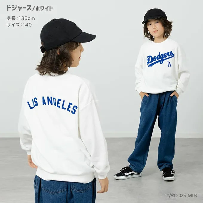 日本 Chil2 - MLB聯名 裏起毛立體刺繡大學長袖上衣-紐約洋基-黑