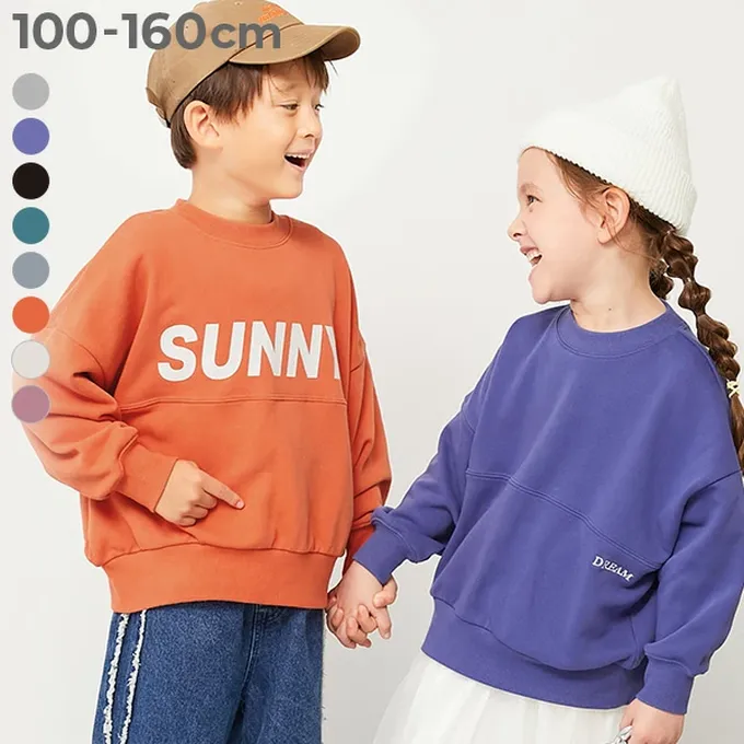 日本 devirock - 英文LOGO寬鬆感落肩長袖大學T-灰粉