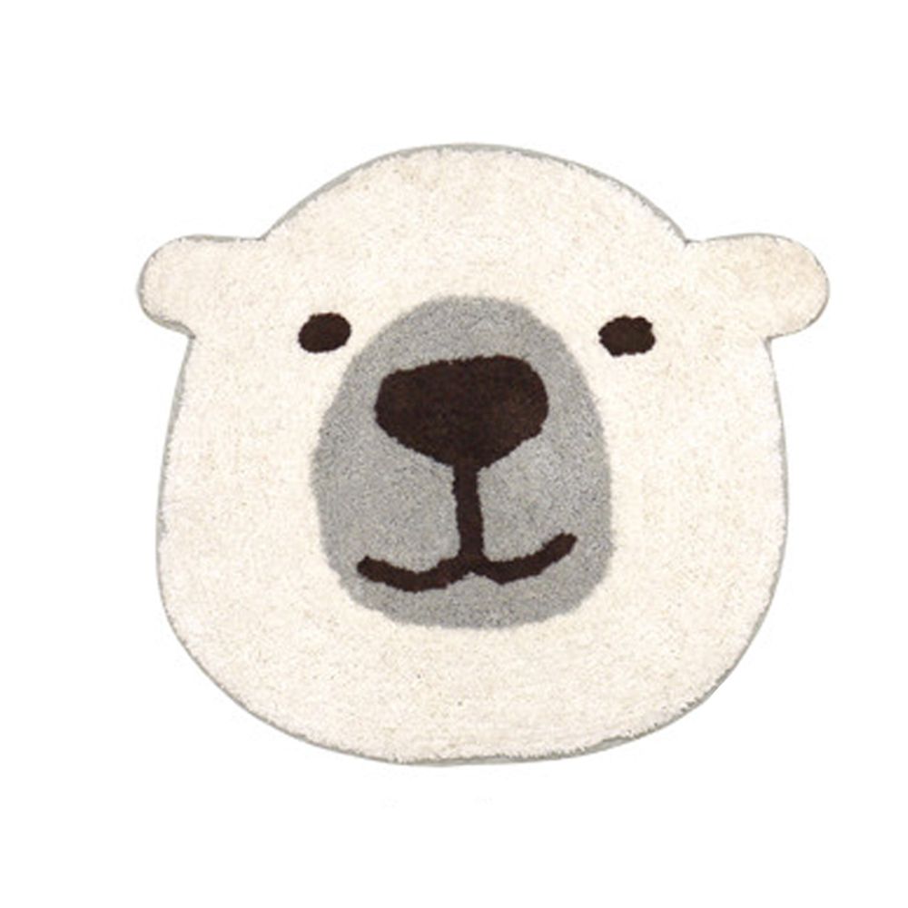 日本 TOMO - 可愛動物大頭地墊/腳踏墊-北極熊-白 (S(約40x45cm))