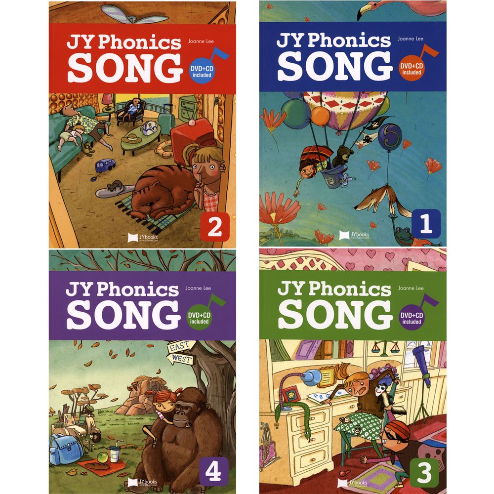 JY Books - 【全套】JY PHONICS SONG #1~4/BK-書+DVD+CD