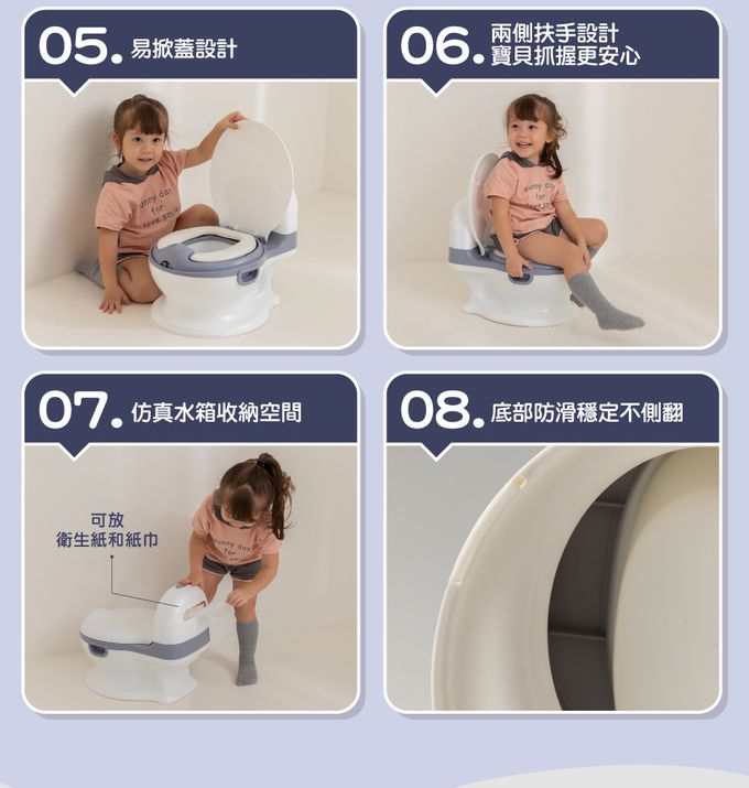 Kikimmy - 高級仿真兒童學習馬桶-灰