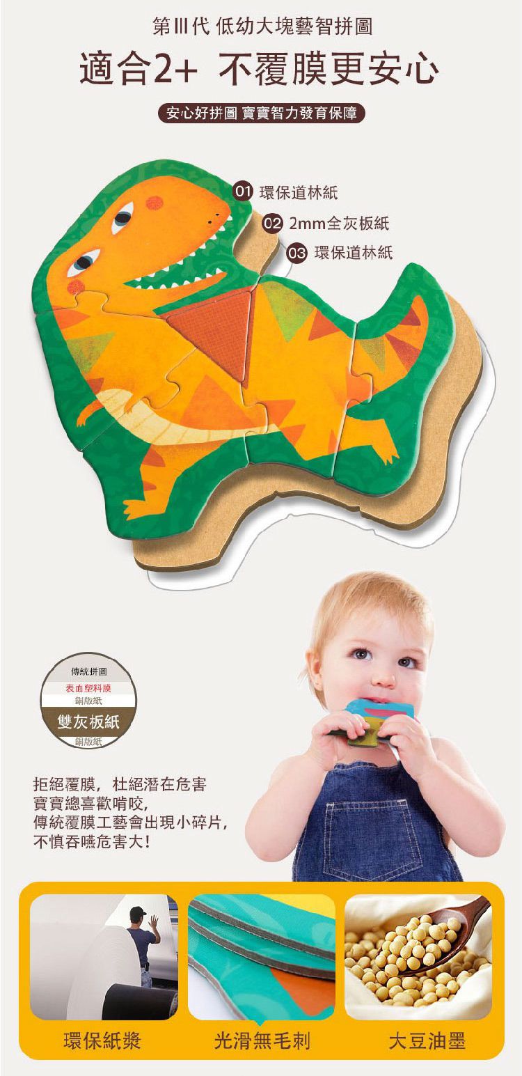 JarMelo - 幼兒大塊拼圖-史前恐龍(33PCS)