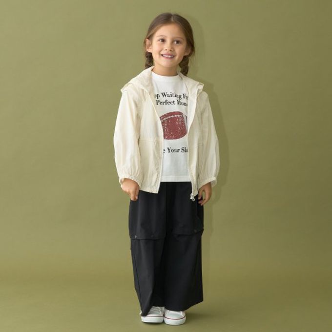 日本 b-ROOM - 2way輕巧尼龍連帽風衣(袖可拆)-象牙白