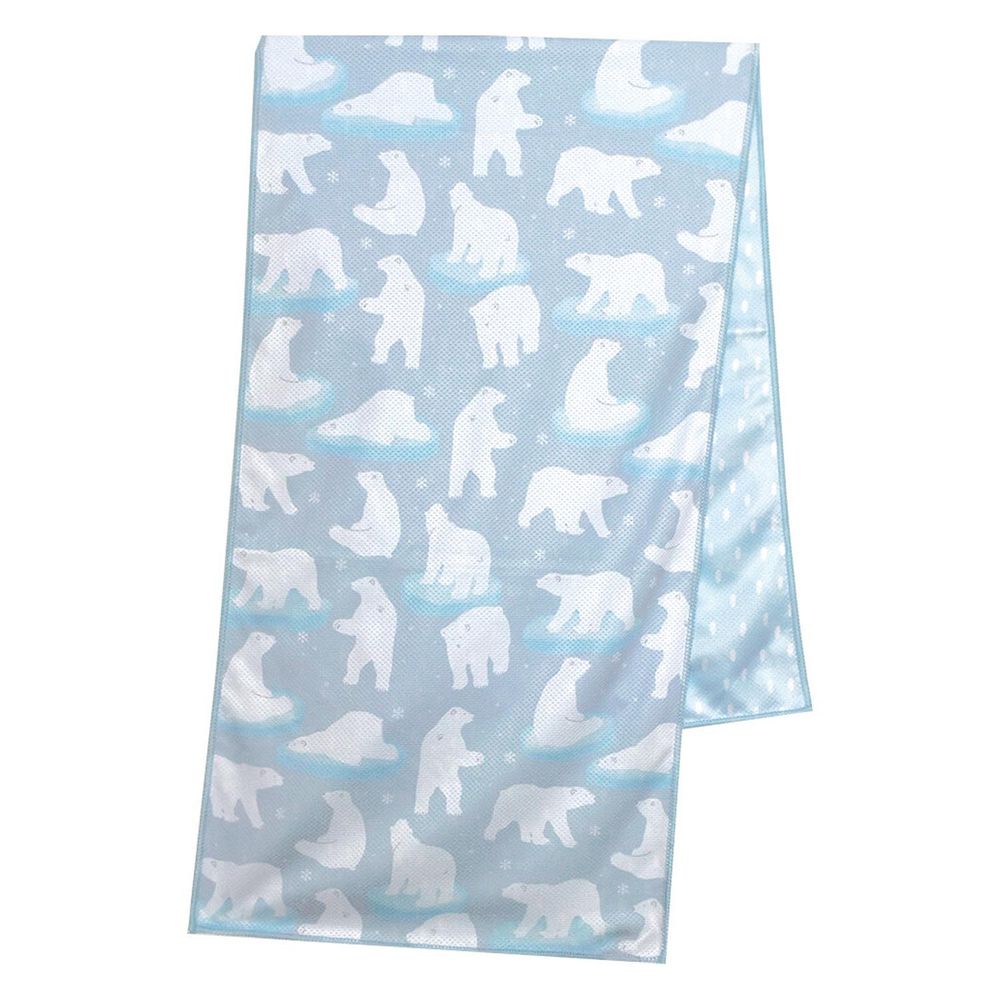 日本現代百貨 - 抗UV水涼感巾(附收納罐)-北極熊-灰藍 (30x100cm)