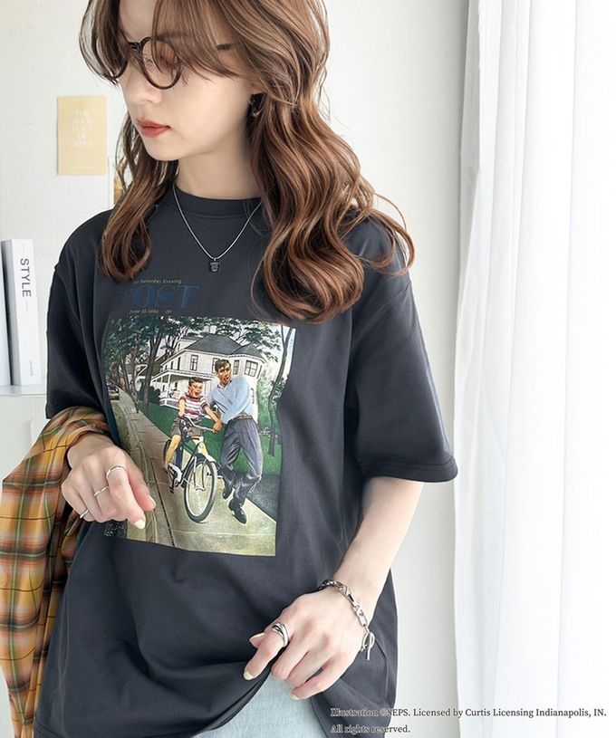 日本 Classical Elf - 設計師聯名 復古印花寬版T恤-自行車課-白