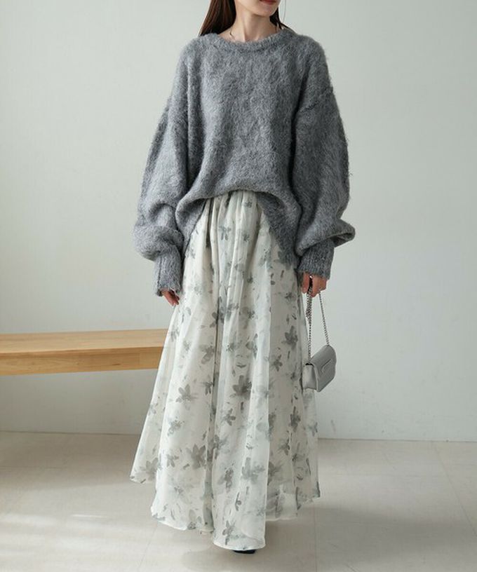 日本 Bab - 溫柔印象花卉雪紡長裙-米黃