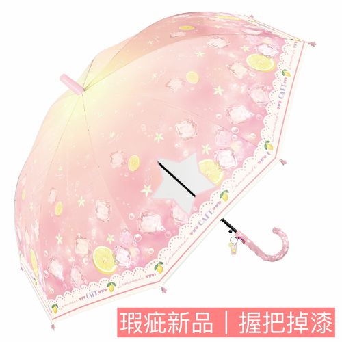 日本中谷 - [微瑕新品]繽紛星星透明窗兒童直傘-蜜桃 (55cm)