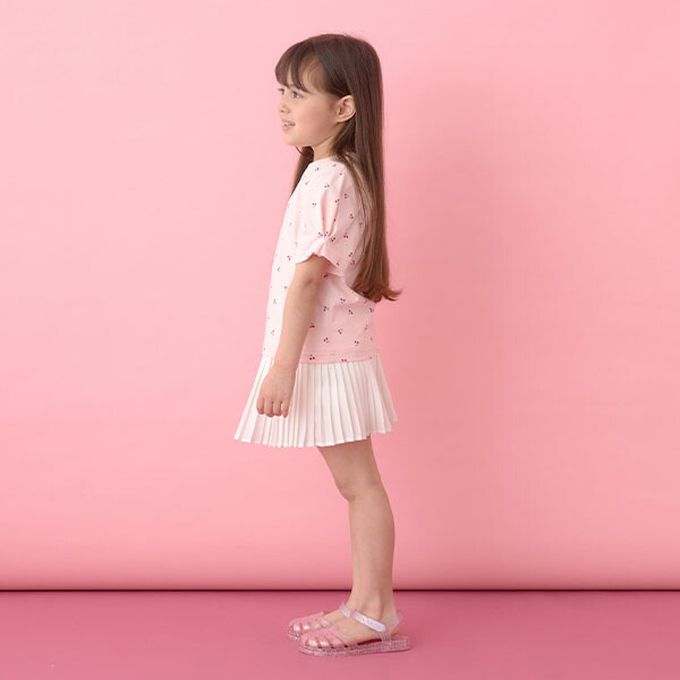 日本 Lycee mine - 純棉滿版印花打褶泡泡袖上衣-點點-炭灰